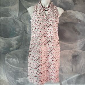 Tommy Bahama Denim Stretch Shift Preppy Vacay Pink Flamingo Dress Women’s L